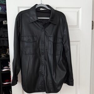 Good American faux, leather military shirt, jacket size 1/2
